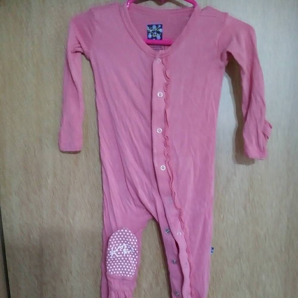 Kickee Pants Ruffle trim Footie - Lotus